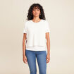 Pull col rond manches courtes ecru femme