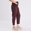 Pantalon battle en lin marron fonc&eacute; femme