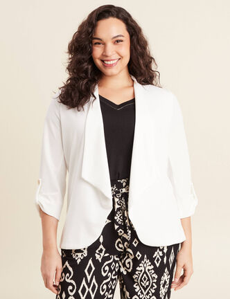 Veste esprit tailleur cascade ecru femme