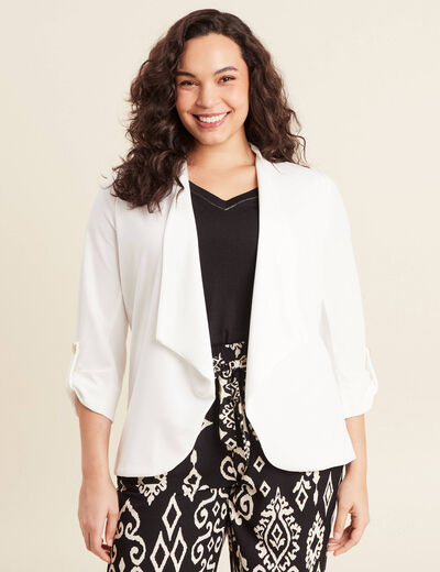 Veste esprit tailleur cascade ecru femme