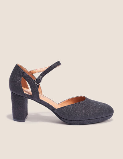 Escarpins paillettes et talons noir femme