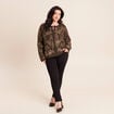 Gilet droit brod&eacute; &agrave; sequins vert kaki femme