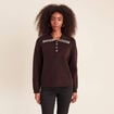 Pull droit manches longues marron fonc&eacute; femme
