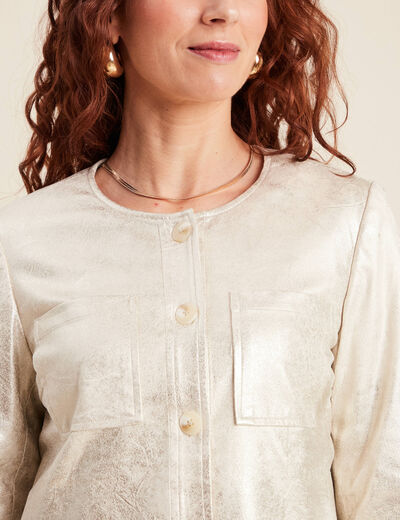Blouson suédine métallisé couleur or femme