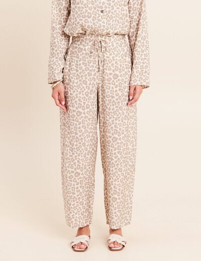 Pantalon coupe barrel taille haute blanc femme