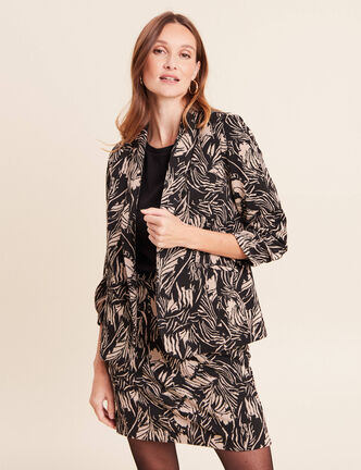 Veste cintr&eacute;e manches longues doubl&eacute;e noir femme