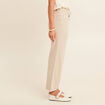 Jean coupe large 7/8&egrave;me taille haute denim beige femme