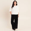 Blouse droite col rond manches 3/4 ecru femme