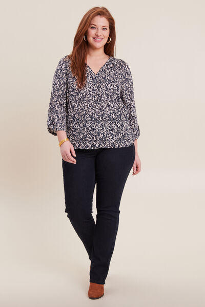 Jeans ajusté taille haute denim brut femme