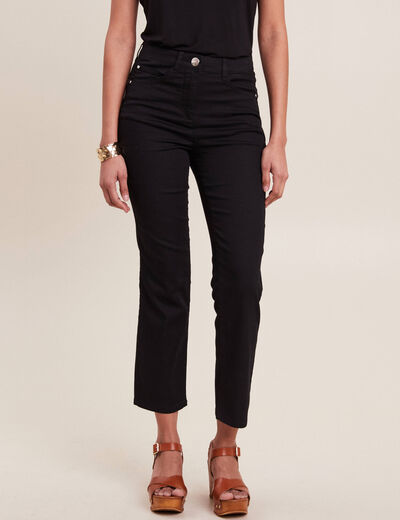 Pantalon droit taille haute 7/8ème noir femme