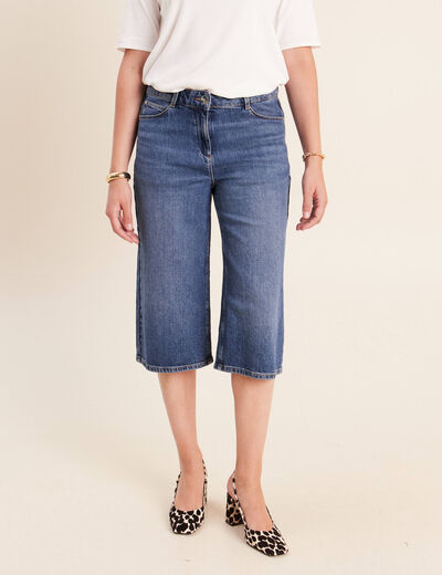 Jean bermuda taille haute denim denim stone femme
