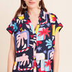Robe courte &eacute;vas&eacute;e col chemise multicolore femme