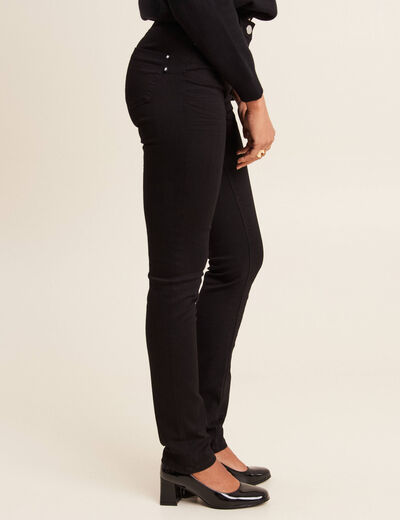 Jean ajusté taille standard long noir femme