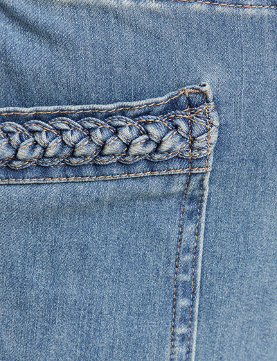 Jean paperbag détails tressés denim double stone femme