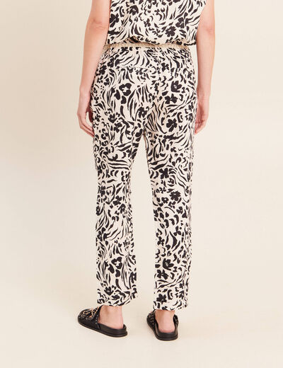 Pantalon coupe chino en lin blanc femme