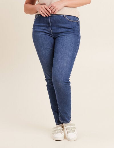 Jean magique ajusté taille standard denim double stone femme