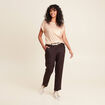Pantalon flou ceinturé marron foncé femme