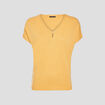 Pull manches courtes jaune moutarde femme
