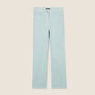 Pantalon droit taille haute 7/8ème bleu canard femme