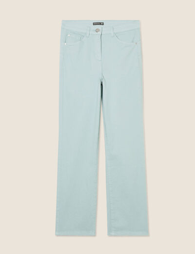 Pantalon droit taille haute 7/8ème bleu canard femme