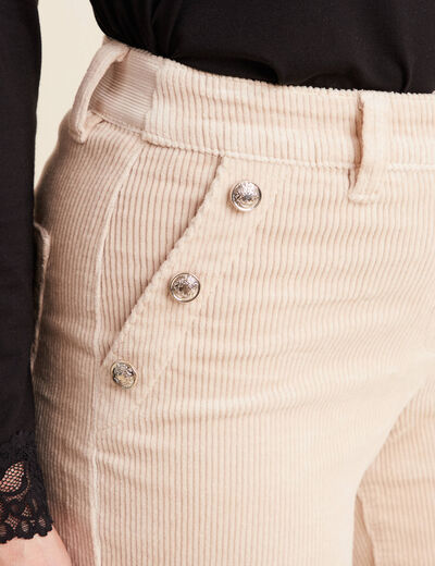 Pantalon large velours côtelé sable femme