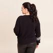 Pull col bateau manches longues noir femme
