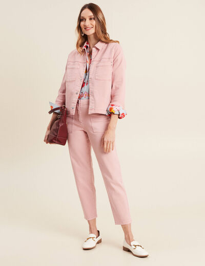 Jean carotte 7/8ème rose pastel femme