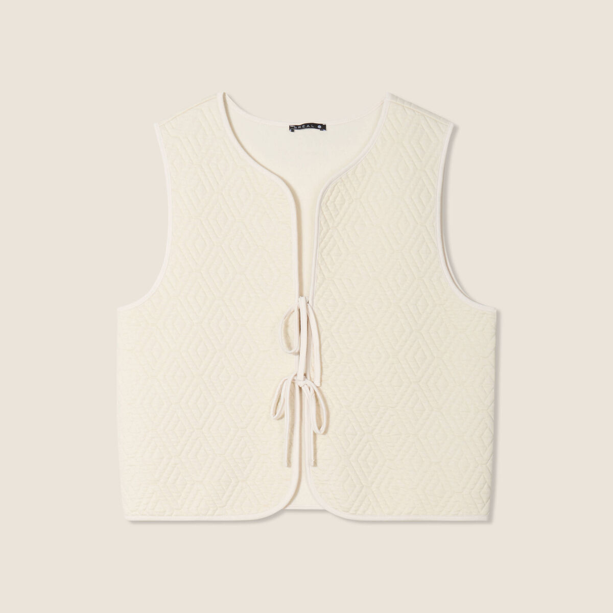 Gilet sans manches matelass&eacute; ecru femme