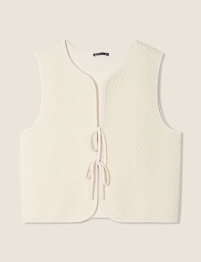 Gilet sans manches matelassé ecru femme