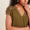 T-shirt manches courtes vert olive femme