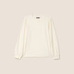 Top dentelle col rond manches longues ecru femme