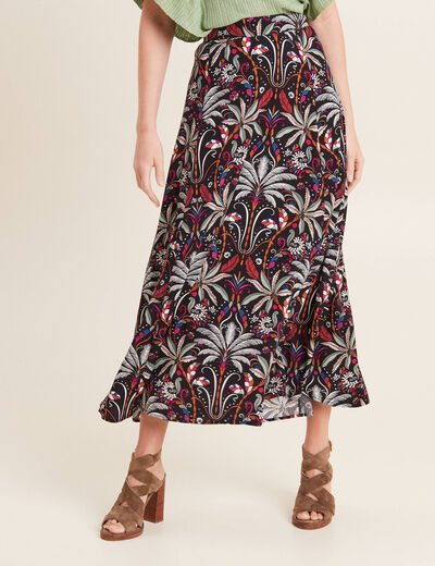 Jupe longue évasée noir femme