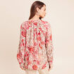 Blouse col v manches longues rose femme