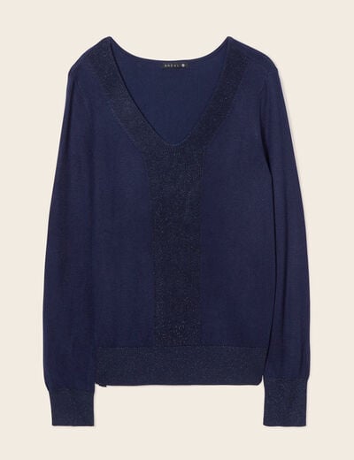 Pull manches longues bleu marine femme