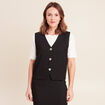 Gilet sans manches col v doubl&eacute; noir femme