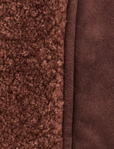 Manteau manches longues col montant marron fonc&eacute; femme