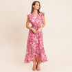 Robe longue portefeuille rose femme