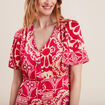 Robe longue évasée satin rose fushia femme