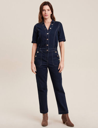Combinaison pantalon en jean denim brut femme