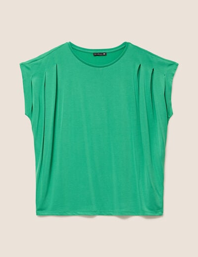 T-shirt droit col rond manches courtes vert menthe femme