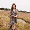 Robe évasée fluide vert femme