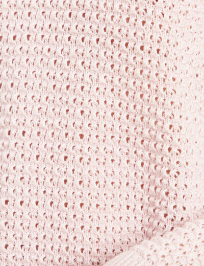 Pull manches longues col en V rose clair femme