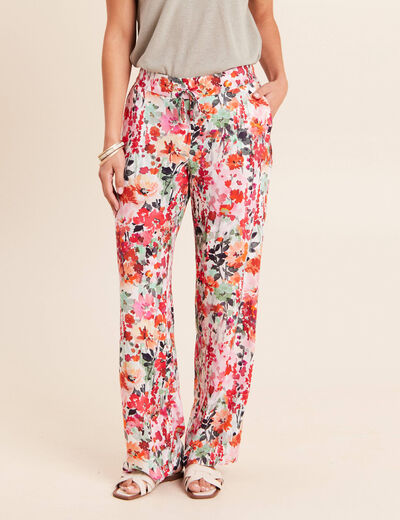 Pantalon large taille standard multicolore femme