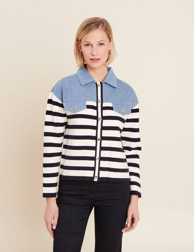 Pull manches longues bleu femme