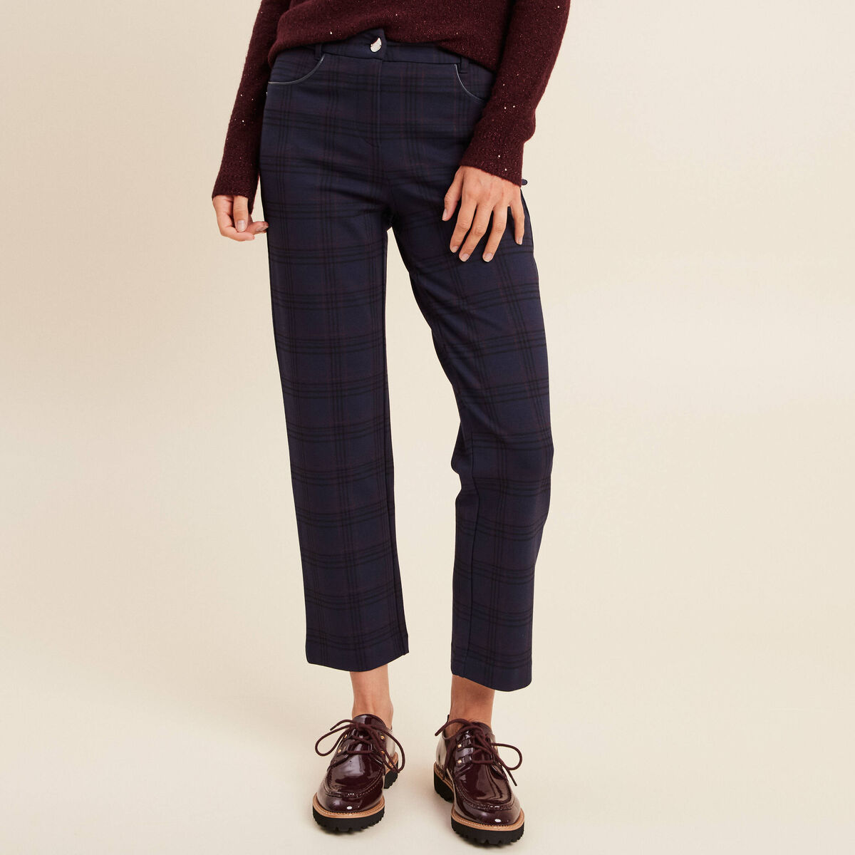 Pantalon droit bleu marine femme