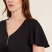 Robe évasée manches courtes noir femme