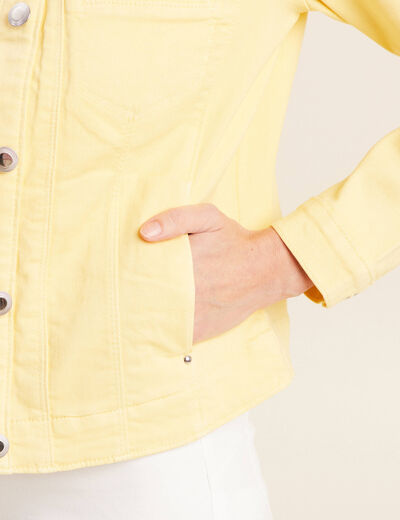 Blouson ajusté boutonné jaune clair femme