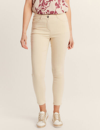 Pantalon léger taille standard 7/8ème ivoire femme