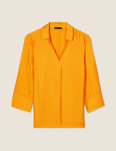 Blouse manches 3/4 jaune moutarde femme