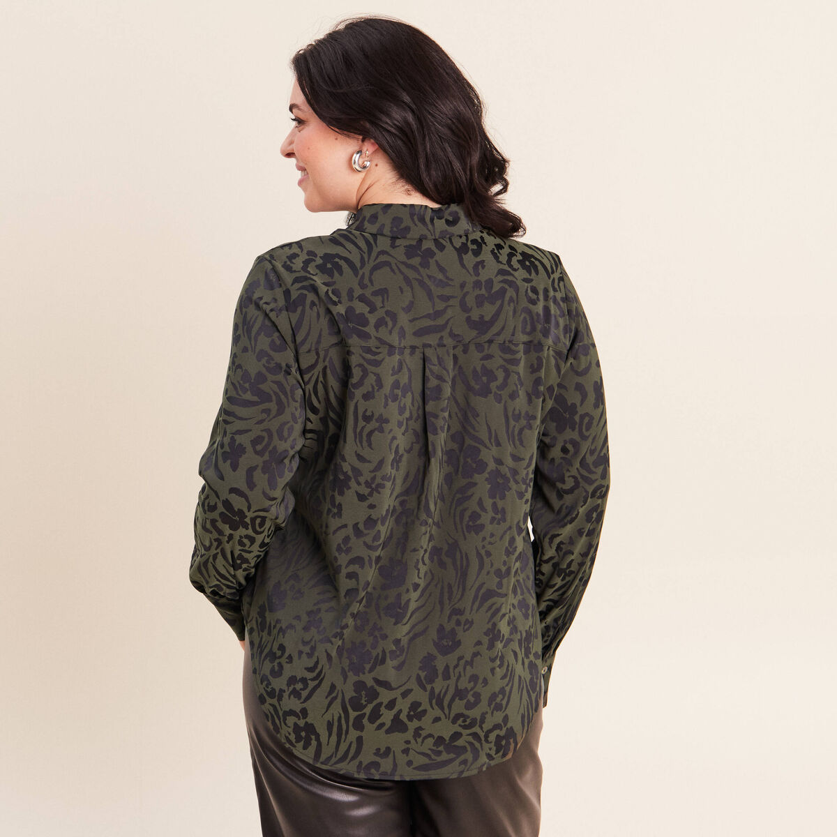 Chemise manches longues vert femme